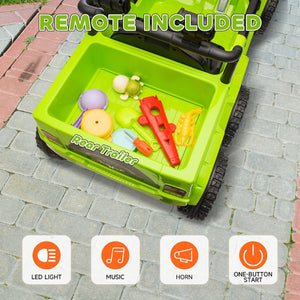 English Elm Qaba 12v Four Motor Kids Electric Ride on Truck with Trailer and Parent Remote W2225P249885