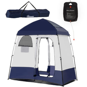 English Elm Outsunny Two Room Pop up Camping Shower Enclosure with Solar Bag and Waterproof Taffeta Walls W2225P200643