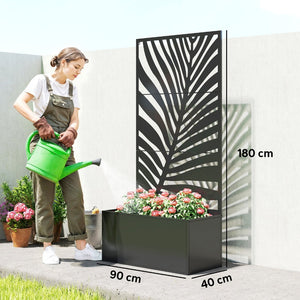 English Elm Outsunny Galvanized Steel Raised Planter with Built-in Trellis for Vertical Garden Growth W2225P485568