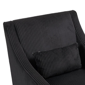 English Elm COOLMORE Modern Accent Chair with Plush Corduroy Upholstery, Solid Wood Frame and Two Pillows Black W395P195364