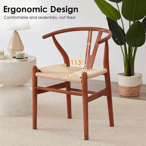English Elm STARY Solid Wood Wishbone Dining Chair with Ergonomic Curved Back & Armrest, Eco-Friendly Comfort Walnut T3623P380998