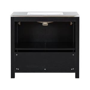 English Elm Modern 48 Inch Freestanding Bathroom Vanity Dual Ceramic Sinks Soft Close Gold Handles N729P000004P