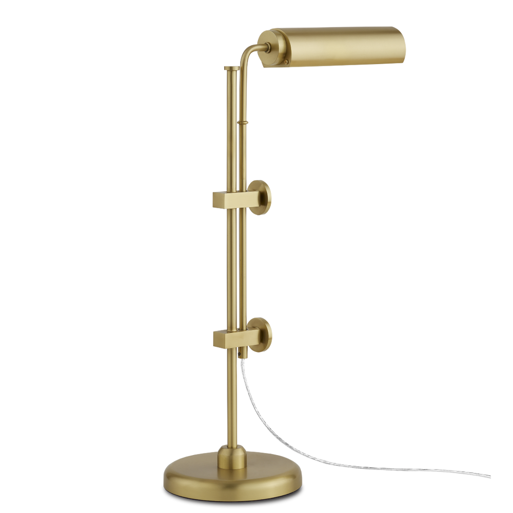Satire Brass Table Lamp - Adjustable Mid-Century Modern Lighting with Dimmable LED, Gold Finish