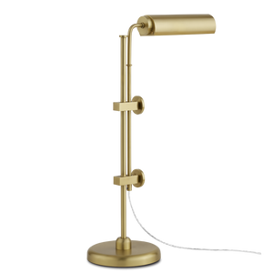 Satire Brass Table Lamp - Adjustable Mid-Century Modern Lighting with Dimmable LED, Gold Finish