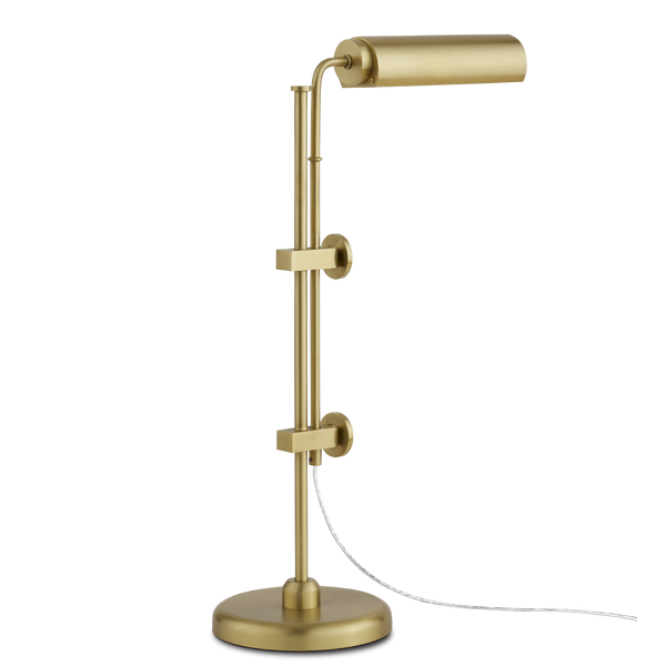 Satire Brass Table Lamp - Adjustable Mid-Century Modern Lighting with Dimmable LED, Gold Finish