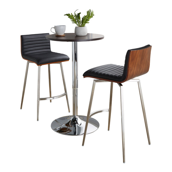 English Elm Mason Mid-Century Swivel Counter Dining Set with Adjustable Height Table, Faux Leather Stools, 3pc B202S01459
