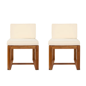 English Elm Christopher Knight Home® - Patio Dining Chairs Set Of 2 - Elegant Acacia Wood With Plush Beige Cushions For Comfort & Style N779P195372B