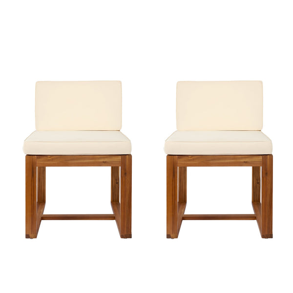 English Elm Christopher Knight Home® - Patio Dining Chairs Set Of 2 - Elegant Acacia Wood With Plush Beige Cushions For Comfort & Style N779P195372B