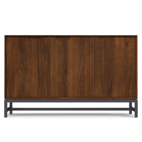 English Elm Banting Walnut Veneer Sideboard with Graphite Metal Frame for Dining or Living Room B136P439003