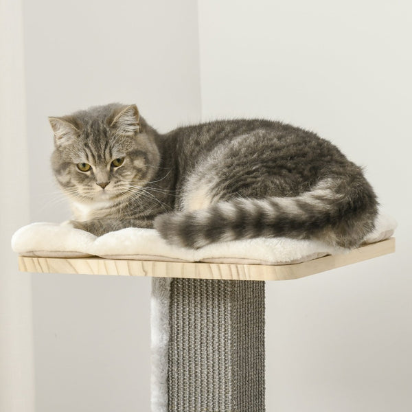 English Elm Pawhut Modern Cat Tower with Sisal Posts Cushioned Perches and Condo for Indoor Cats W2225P229277