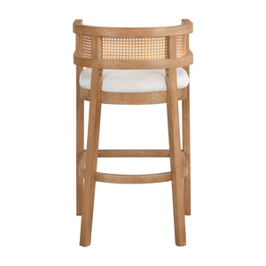 English Elm Christopher Knight Home® - Wood Upholstered Arm Bar Stools Set Of 2 - Chic Beige & Natural Oak, Comfortable For Kitchen & Bar N771P265581Q