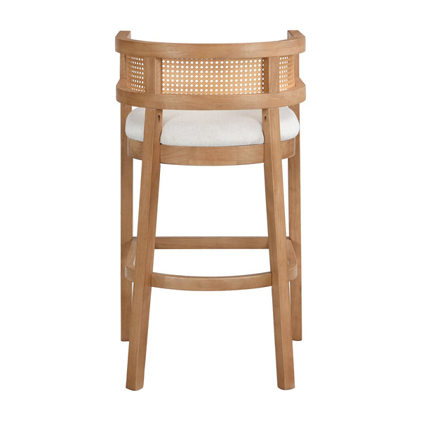 English Elm Christopher Knight Home® - Wood Upholstered Arm Bar Stools Set Of 2 - Chic Beige & Natural Oak, Comfortable For Kitchen & Bar N771P265581Q