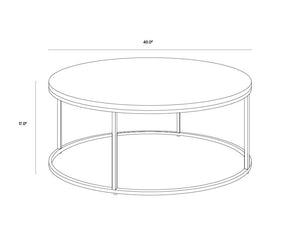 Sunpan Enya Coffee Table - Handcrafted Round Design with Bronzed Gunmetal Top & Brass Frame, Unique Style