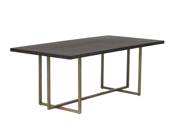 Sunpan JADE Dining Table - Dark Mango Acacia Wood with Antique Brass Inlay for Elegant Dining Experience 102928
