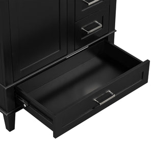 English Elm 30" Modern Bathroom Vanity with Solid Wood Frame, 3 Soft-Close Drawers and Ceramic Sink, Sleek Design Black N729P170557B