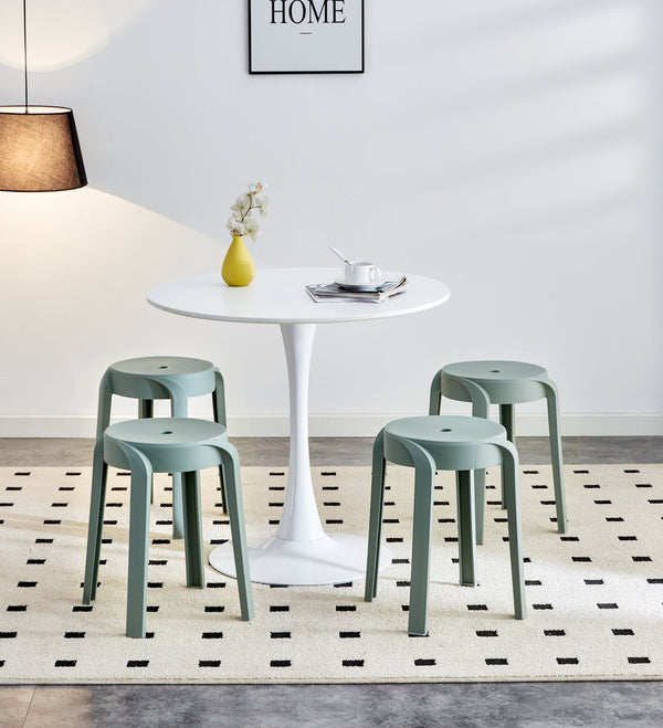 English Elm 6 Stackable Classroom Stools Set of 6 Durable Plastic Nesting Round Seats 330lb Capacity Indoor Outdoor Seating Green W370P165824