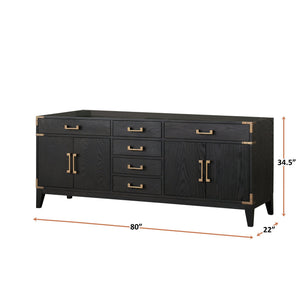 English Elm Black Oak Double Bath Vanity – 80” Wide, Elegant Storage Solution For Modern & Transitional Bathrooms B2731P260960