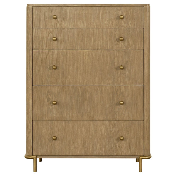 English Elm Stevie 5-Piece Bedroom Set: Mid-Century Modern Design With Boho Charm, Usb Ports & Felt-Lined Drawers B062S01177-GIGA