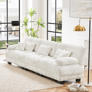 English Elm 3-Seater Cloud-Comfort Modular Sectional Sofa with Plush Chenille Upholstery and Deep Support for Home Living Rooms White W714S01001