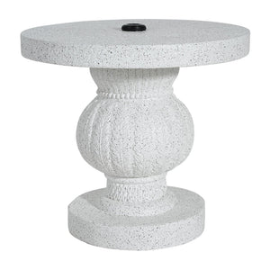 English Elm Berra Mgo Outdoor Umbrella Base Side Table Carved Leaf Marble Patio Accent N775P362775W