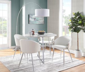 English Elm Chair with Silver Metal Frame and Padded Faux Leather Seat for Modern Dining Spaces B202P471300