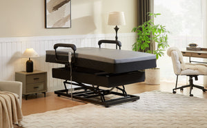 English Elm Hi-lo Adjustable Twin Bed with Motorized Lift Memory Foam Mattress Certipur Certified B2699S00089