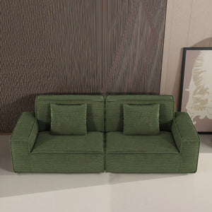 English Elm 106.3 Inch Large Striped Fabric Compression Sofa - Modern Green Comfort For Living Room & Bedroom W3147S00020