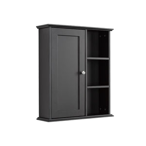 English Elm 23.6" Grey Mdf Wall Cabinet Soft Close Doors Compact Bathroom Storage Organizer Black W2704P264350
