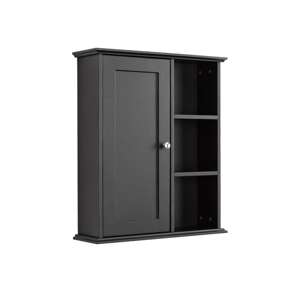English Elm 23.6" Grey Mdf Wall Cabinet Soft Close Doors Compact Bathroom Storage Organizer Black W2704P264350