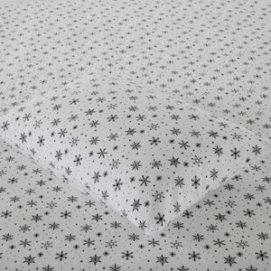 English Elm 4 Pcs King Sheet Set - Elegant Black Snowflakes Cotton Flannel For Cozy Winter Comfort & Style B035P319676