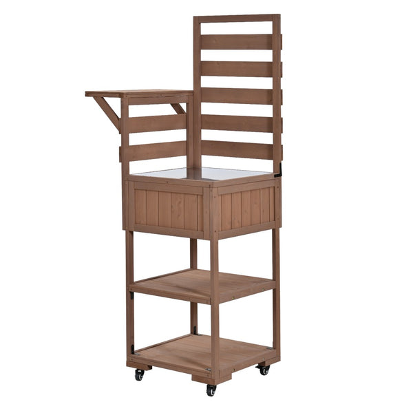 English Elm Topmax Modular Fir Wood Outdoor Kitchen Cart Stainless Steel Prep Station Brown N717P417963D