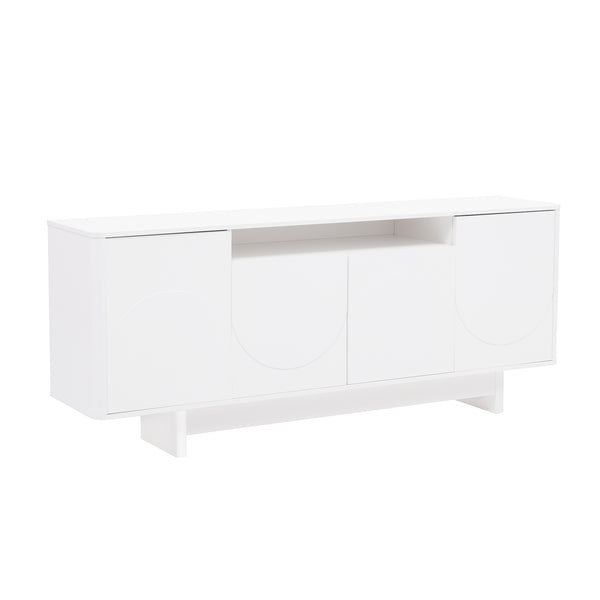 English Elm Ella 71" Sideboard with Soft-Close Doors, Adjustable Shelves, 9 Cubby Spaces & Modern Sled Legs White B365S00110