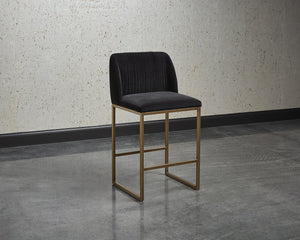 Sunpan Nevin Modern Counter Stool - Stylish Comfort with Antique Brass Legs, Perfect for Any Space Shadow Grey