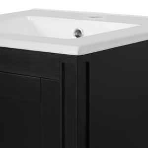 English Elm 20" Black Bathroom Vanity with Ceramic Sink, Soft-Close Door, U-Shaped Adjustable Shelf & Door Racks N729P299364B