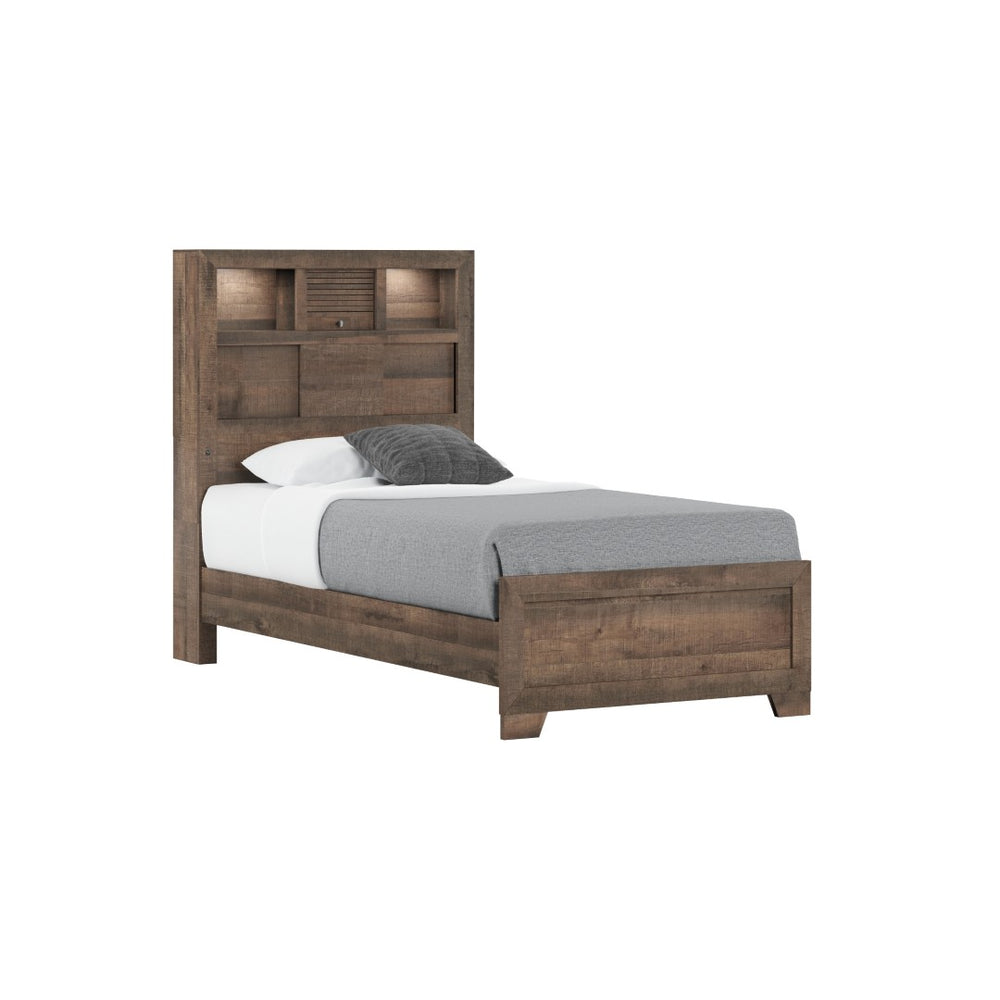 English Elm Wallace & Bay - Brown Twin Bookcase Bed With Storage | Stylish Penny-Brown Finish For Kids & Small Spaces B361S00012-GIGA