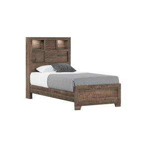English Elm Wallace & Bay - Brown Twin Bookcase Bed With Storage | Stylish Penny-Brown Finish For Kids & Small Spaces B361S00012-GIGA