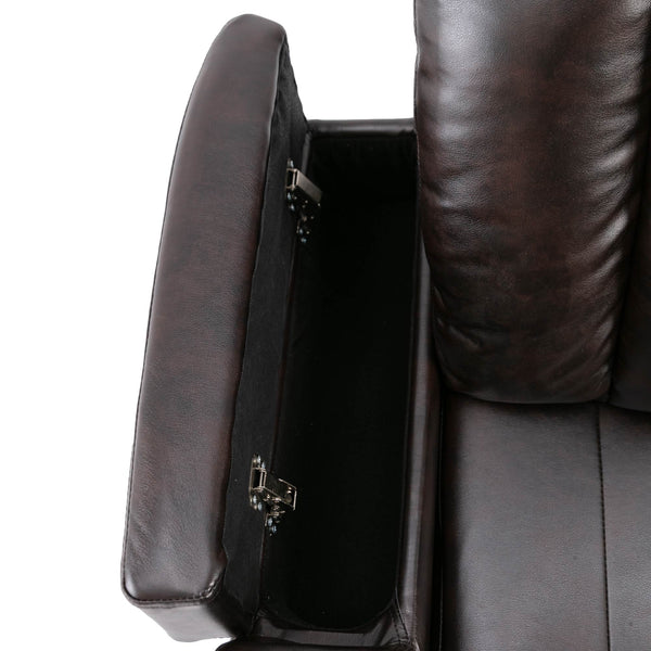 English Elm Premium Power Recliner with Storage Arms, Cupholders, Swivel Tray Table and Phone Stand for Ultimate Comfort and Convenience Brown N719S000710D