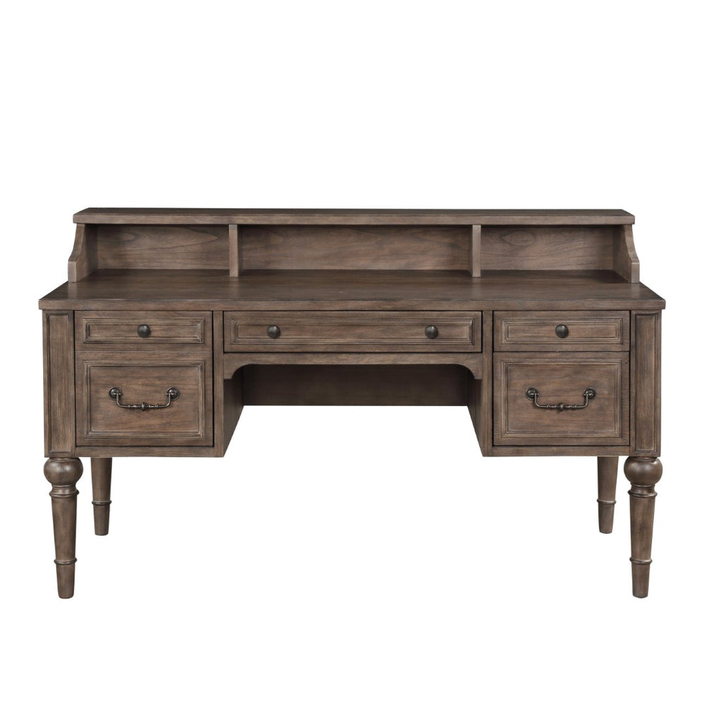 English Elm Middleton 64 Inch Traditional Writing Desk Poplar Build with Vintage Hazel Warm Finish B108P468543