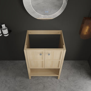 English Elm 24" Modern Freestanding Bathroom Vanity Oak Plywood with Soft-Closing Doors & Open Shelf Storage W1972P268402