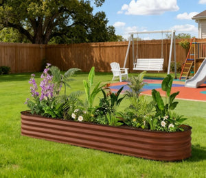 English Elm Metal Galvanized Steel Raised Garden Bed with Rubber Safety Edge for Outdoor Planting Dark Brown T3971P423843
