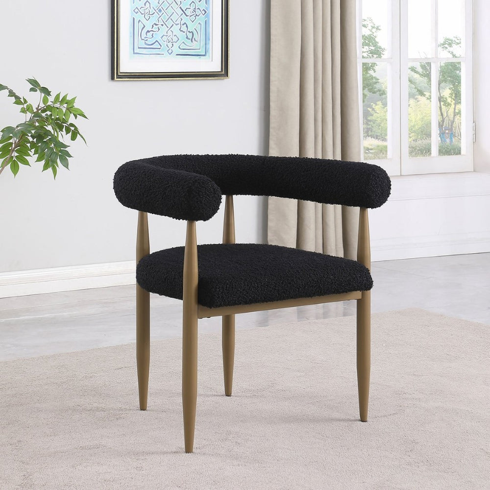 English Elm Crofton Boucle Upholstered Dining Armchairs with Bronze Tapered Legs Set of Two B062P441121