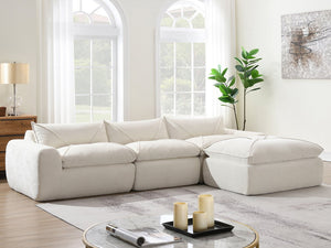 English Elm 116'' Fully Compressed Sofa with Legless Chenille Design, High-Density Comfort, Modular Flexibility and No Assembly Required White N723S9707A