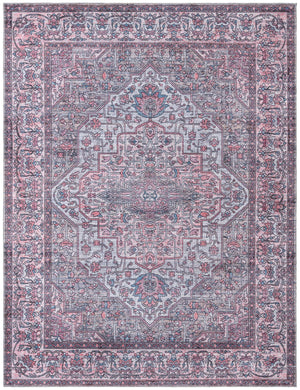 Unique Loom Mangata Mireille Machine Made Border Rug Beige and pink, Light Blue/Gray/Red/Black 7' 10" x 10' 0"