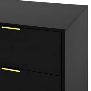 English Elm 9 Drawer Handleless White Matte Dresser Sleek Minimalist Storage for Bedroom or Hallway Black W409S00014