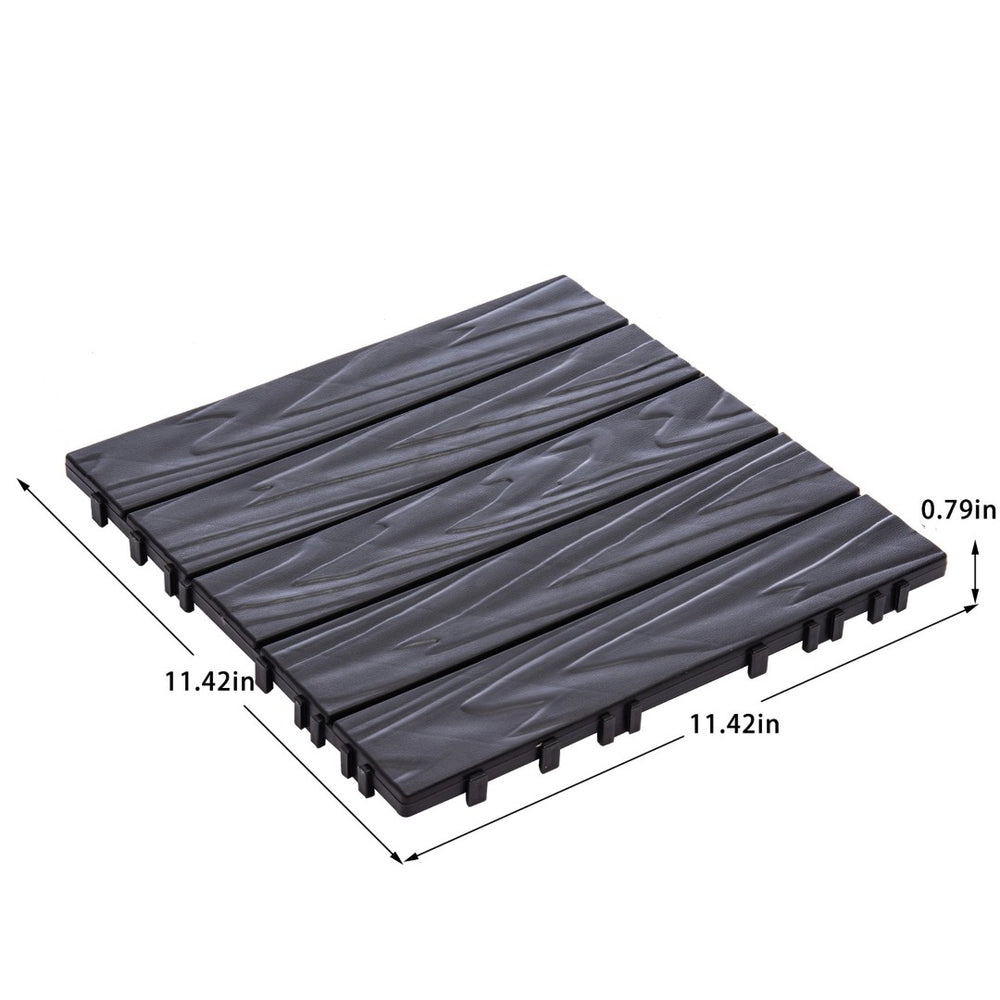 English Elm 68-pack Interlocking Plastic Deck Tiles Wood Grain Waterproof Outdoor Patio Floor Set W1578P454036