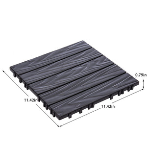 English Elm 68-pack Interlocking Plastic Deck Tiles Wood Grain Waterproof Outdoor Patio Floor Set W1578P454036