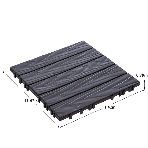 English Elm 68-pack Interlocking Plastic Deck Tiles Wood Grain Waterproof Outdoor Patio Floor Set W1578P454036