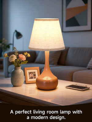 English Elm 2-piece pink touch table lamp set with fabric shade, 3-level dimmable bedside lights for kids/home office W2312P389971