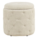 OSP Home Furnishings Erindale Round Storage Ottoman Linen