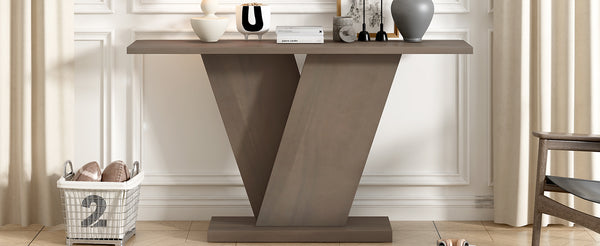 English Elm Christopher Knight Home® - Mirod Acacia Veneer Console Table with V-Base Pedestal, Slim Rectangular Design, 220 lb Capacity taupe N760P237962N